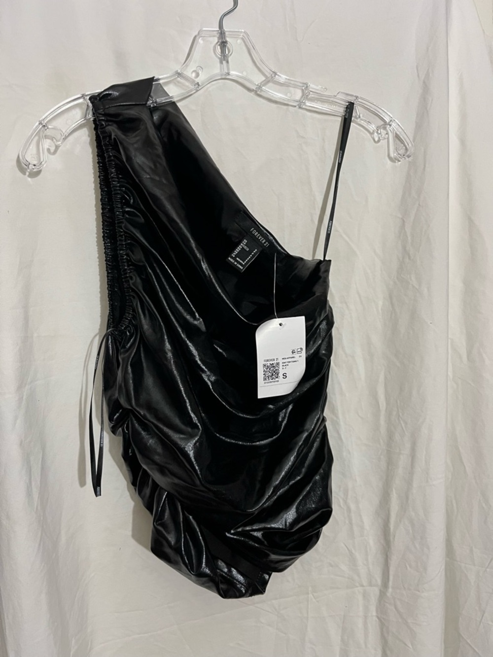 Forever 21 Black One-Shoulder Ruched Mini Dress